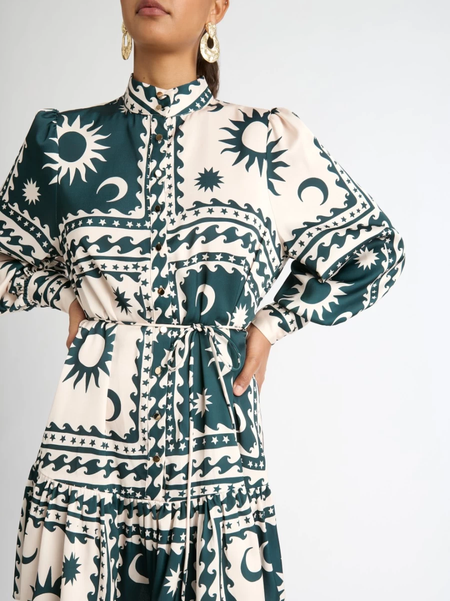 "SHEIKE Women's Sun And Moon Print Dress - Stylish Flowy Boho Chic Dress"