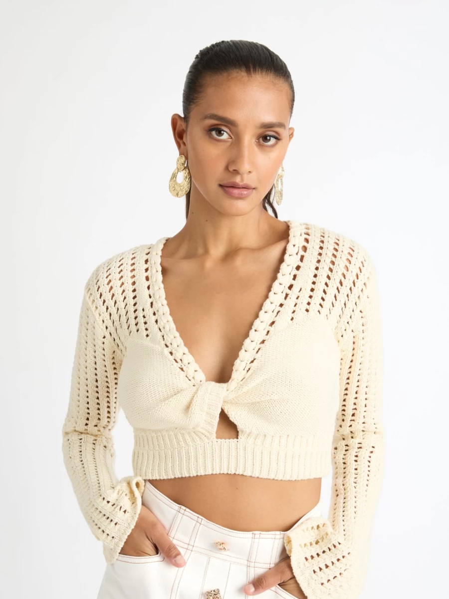 SHEIKE Women's Amelia Crochet Knit Top - Boho Lace Summer Blouse