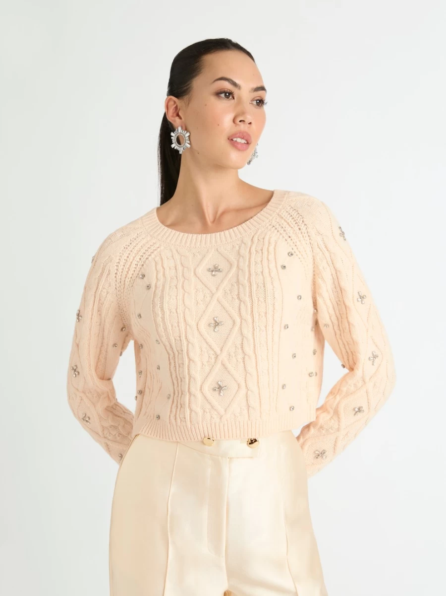 SHEIKE Women's Lucky Charm Knit Top - Stylish Casual Crewneck Sweater