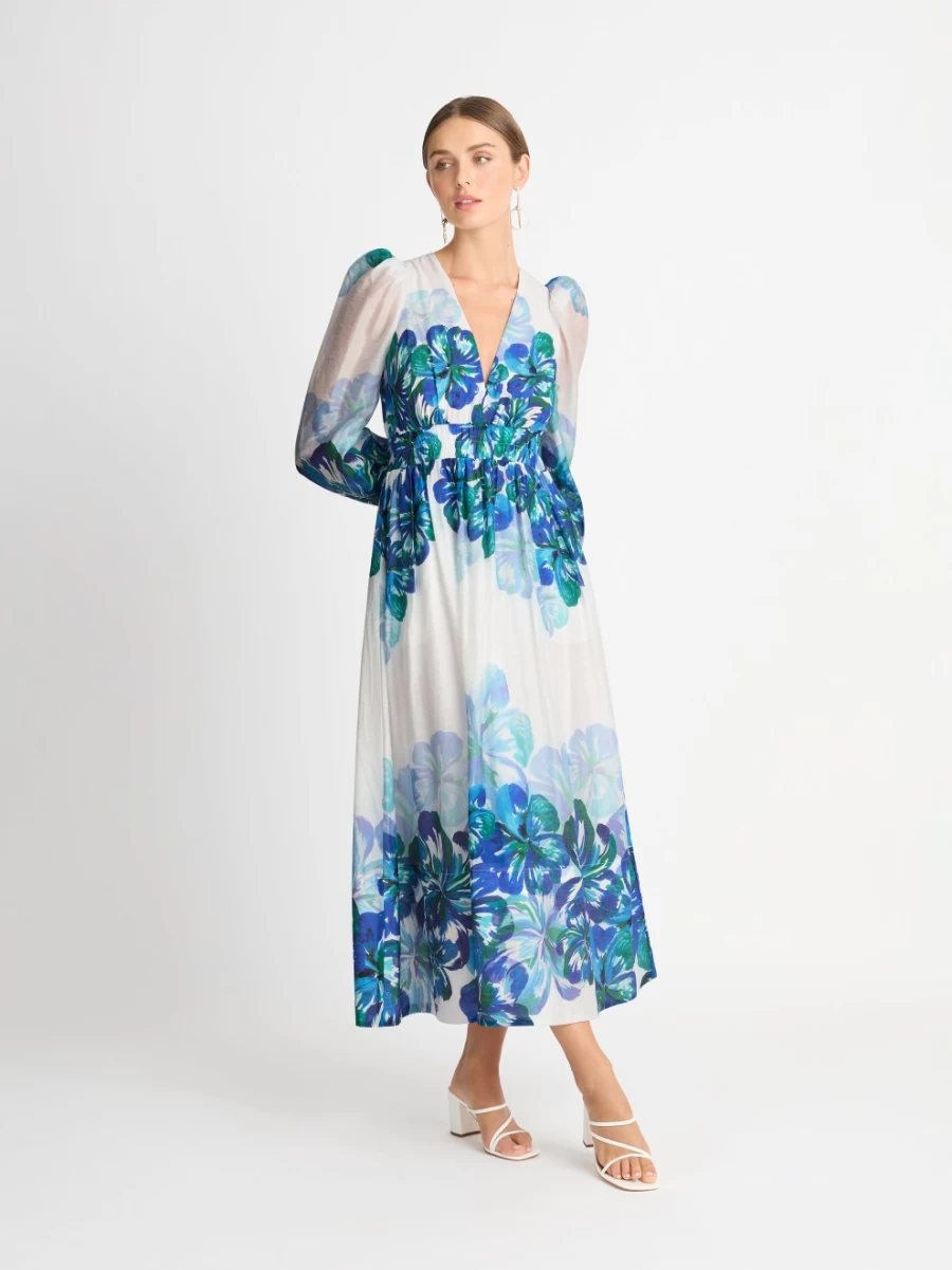 SHEIKE Women's Winter Floral Print Dress - Elegant Long Sleeve Seasonal Fashion