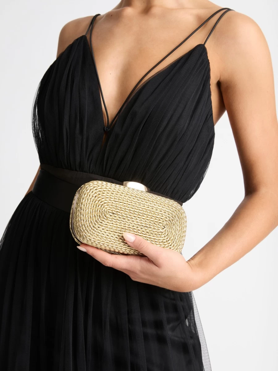SHEIKE Women's Gold Plated Clutch Bag - Elegant Evening Purse for Women