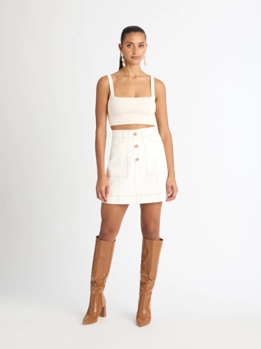 SHEIKE Women's Empire Denim Skirt - High Waisted A-Line Vintage Jeans Skirt