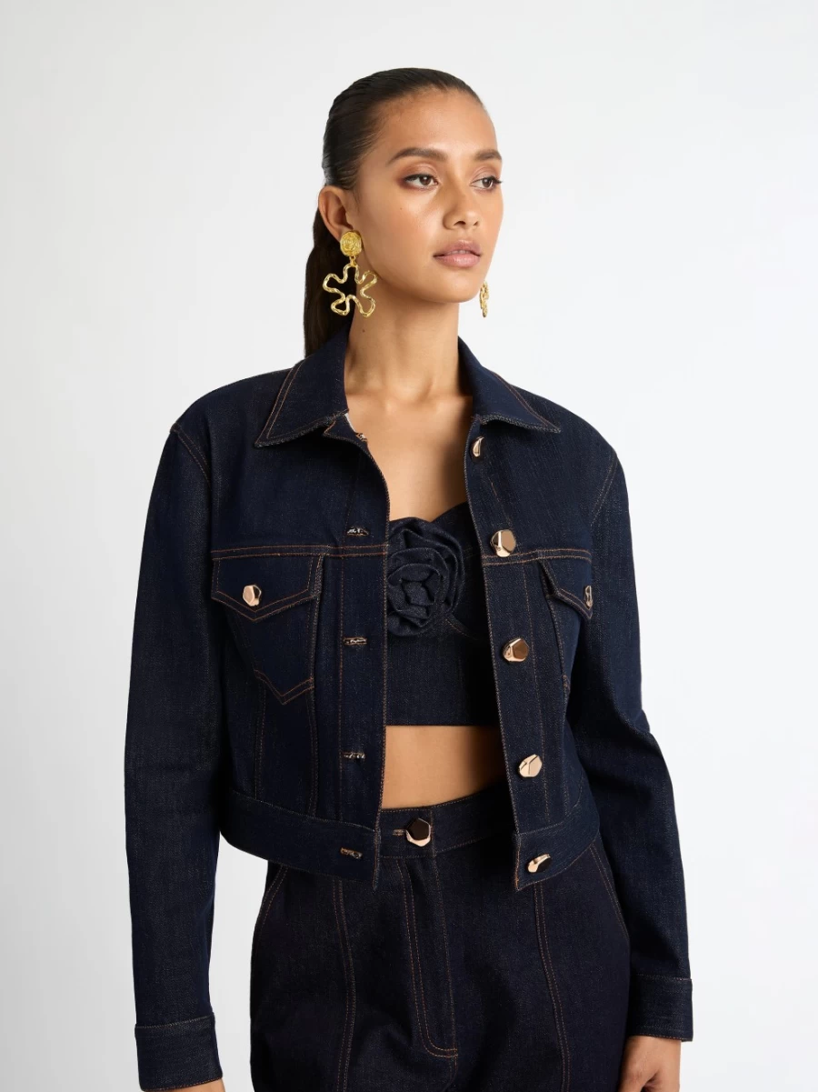 SHEIKE Women's Claudia Denim Jacket - Stylish Vintage Blue Jean Jacket for Women