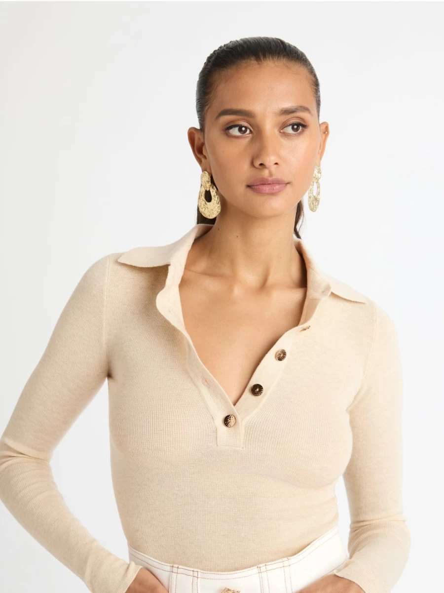 SHEIKE Women's Wool Blend Polo Top - Soft Comfortable Knit Casual Shirt