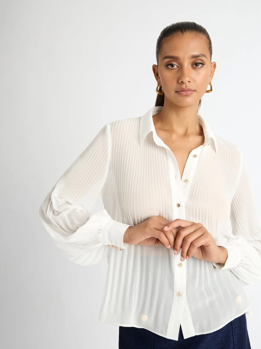 SHEIKE Women's Pleated Shirt - Stylish & Comfortable Blouse for Casual Wear