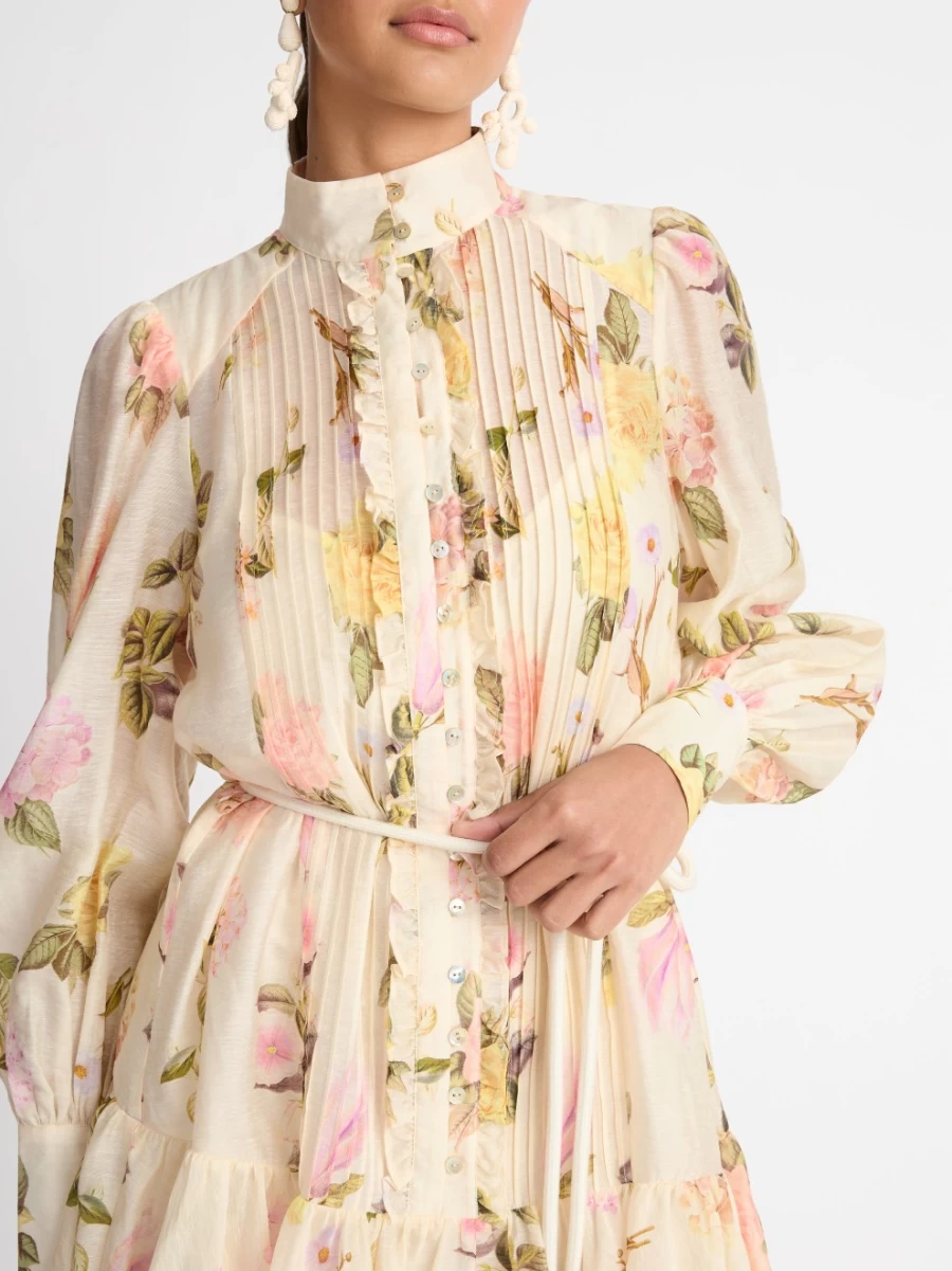 SHEIKE Women's Rose Garden Floral Long Sleeve Midi Dress